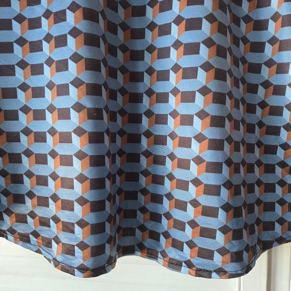 Women's Truth by Republic Button Down Shirt SP Blue Brown Geometric - Picture 6 of 11